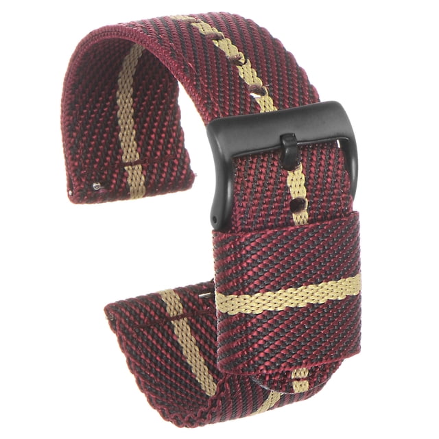 Rojo Caqui Nylon Reloj Correa 24mm Ancho Suave y Cómodo Premium Nylon Correa con Hebilla Negra, Universal Reemplazo Lienzo Reloj Correa