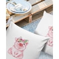 thumbnail image 3 of Outdoor Throw Pillow Cover Spring Cute Pink Pig and Flowers Wreath Waterproof Cushion Covers 2 Pack Farm Animals on White Pillow Cases Home Decoration for Patio Garden Couch Sofa, 3 of 7