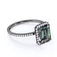 thumbnail image 3 of JeenMata Vintage 1.75 Carat Emerald Cut Lab Created Alexandrite and Moissanite Pave Halo Engagement Ring in 18k Black Gold over Silver, 3 of 4