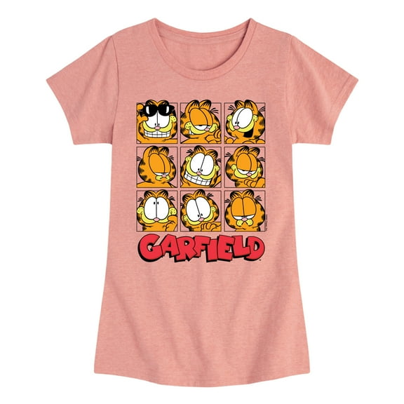 Garfield - Faces Grid - Toddler And Youth Girls Short Sleeve Graphic T-Shirt
