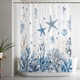 thumbnail image 4 of Ocean Starfish Shower Curtain, Nautical Coastal Sea Jellyfish Seahorse Coral Seaweed Seashell Waterproof Shower Curtain Set with 12 Hooks Lightweight Bath Curtains Fabric Bathroom Decor 36x72 Inches, 4 of 9