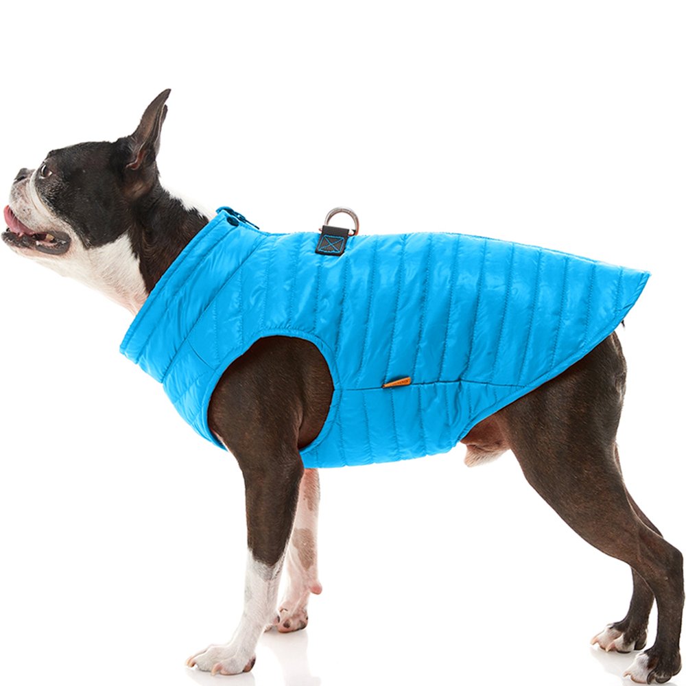 Gooby Puffer Vest Dog Jacket Blue, Large Ultra Thin Zip Up Wind