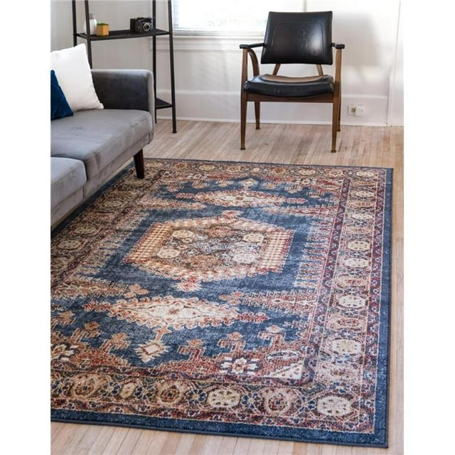 Unique Loom 3135396 Tapis Rectangulaire Tissé à la Machine Larissa Utopia 8 x 10 Pi, Bleu Marine