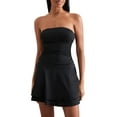 thumbnail image 1 of Gupgi Strapless Tube Dress for Women Bodycon Mini Dress Ruched Ruffle Solid Color Off Shoulder Dresses, 1 of 8