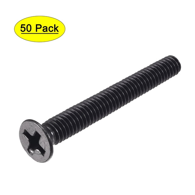 Uxcell M4 x 25mm Tornillo de fijación Phillips Galvanizado negro Paquete de 50