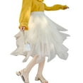 thumbnail image 3 of Jupe Tutu en Tulle Unie pour Femme Taille Élastique Maille Filet Longue Jupe Paragraphe Robe, 3 of 3