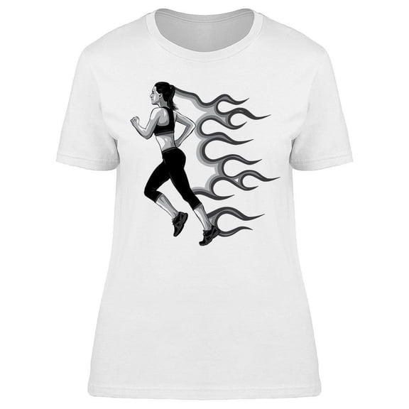 Running Woman With Flames T-Shirt Women -Image by Shutterstock, Female 3X-Large