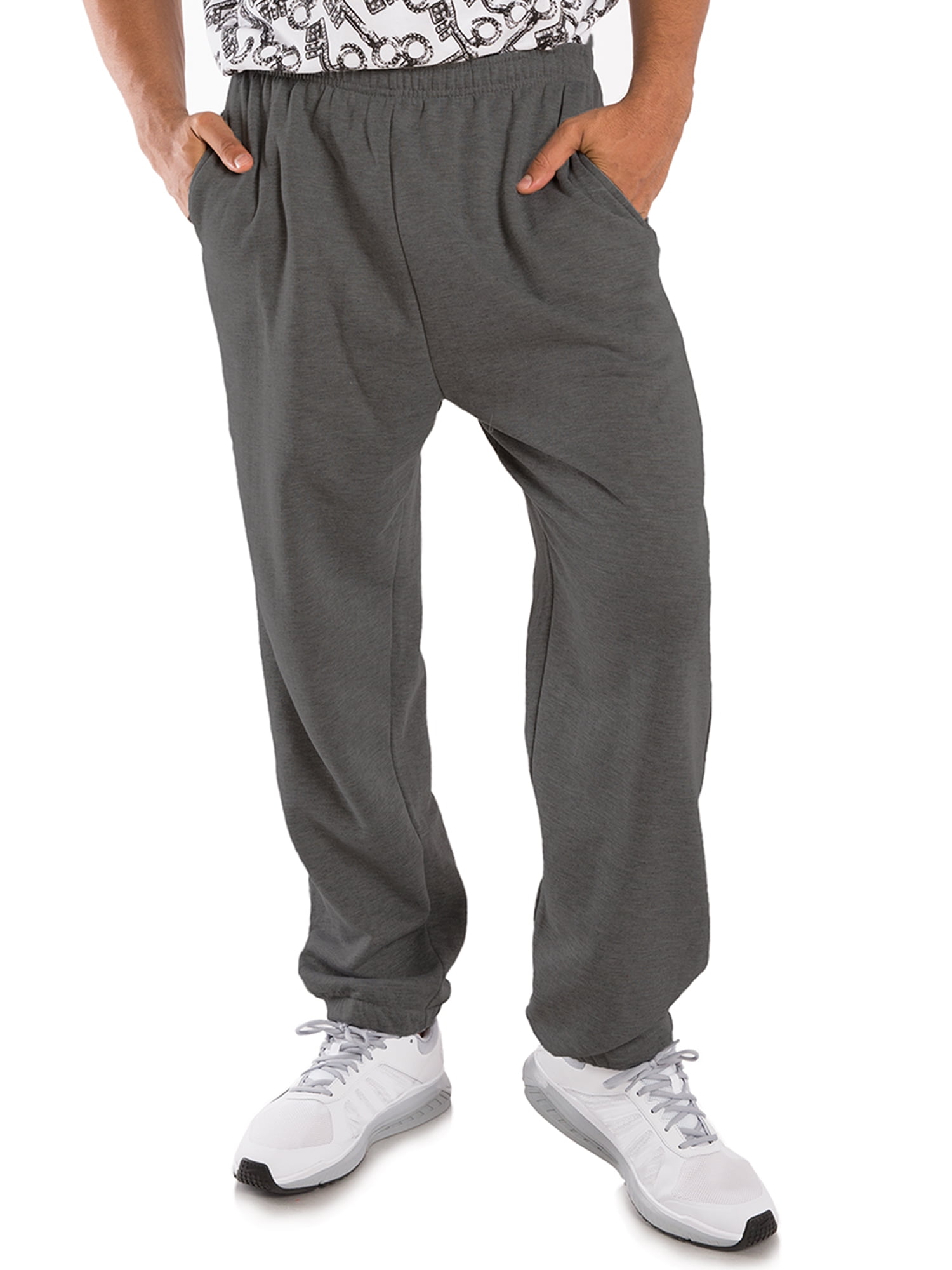 Vibes Men Fleece Sweatpants Elastic Leg Charcoal Small - Walmart.com