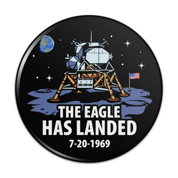 NASA Apollo 11 The Eagle Has Landed Moon Landing Kitchen Refrigerator Locker Button Magnet