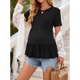 thumbnail image 4 of Weardear 3 Pack Maternity Shirts Short Sleeve Peplum Pregnancy Tunic Top Double Pleated Casual Babydoll Blouse for Women, 4 of 6