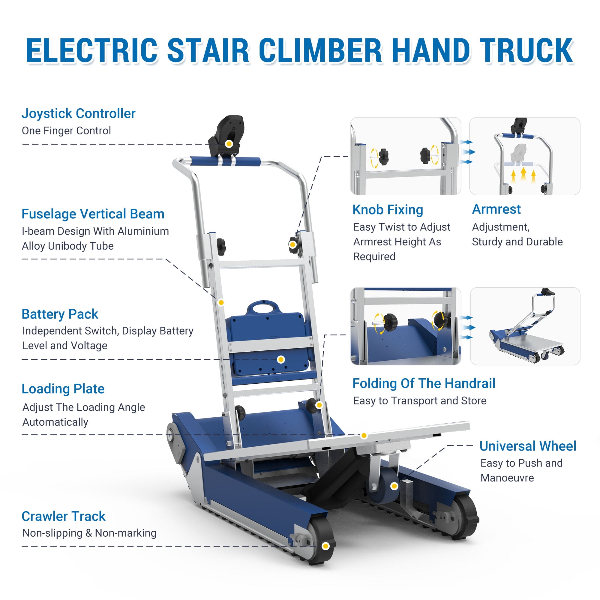 Powered Track Stair Climbing Hand Truck,684 LBS Load Capacity,XSTO Heavy Duty Stair Crawler Dolly with Seperate Track Control (CT310)