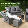 thumbnail image 2 of NOBLEMOOD 6 Pcs Patio Furniture Set, Wicker Outdoor Sectional Set w/ Mix Gray Sofas, Ottomans & Glass Coffee Table for Garden, Poolside, Backyard, 2 of 6