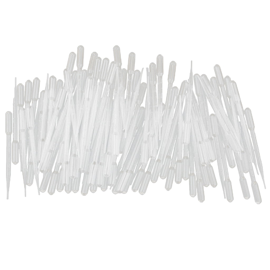 iplusmile 50pcs 100UL Pasteur Pipette Clear Transfer Dropper Plastic Quantitative Burette Straw Dropper Calibrated Dropper for Home School White 