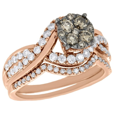 Jewelry For Less 14K Rose  Gold  Brown  Diamond Bridal  Set 