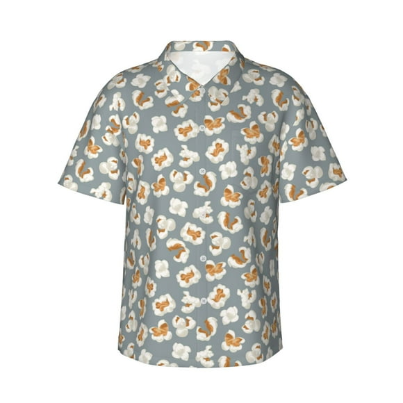 Saiise White Popcorn Print Hawaiian Shirt for Men,Personalized Funny Men's and Women's face Hawaiian Shirts for Men Short Sleeve,X-Large