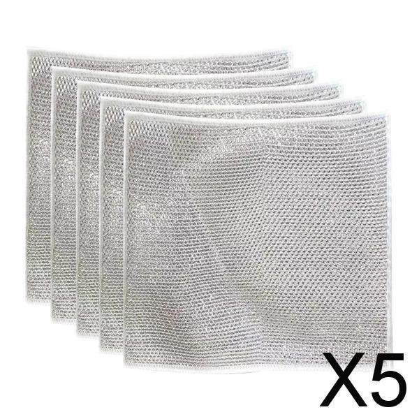5 Trapos de Alambre para Lavar Platos, Paño de Limpieza, Estropajo Antiarañazos, Toallas de Alambre para Platos para El Hogar, Baños, Platos, Tazones, 5 piezas