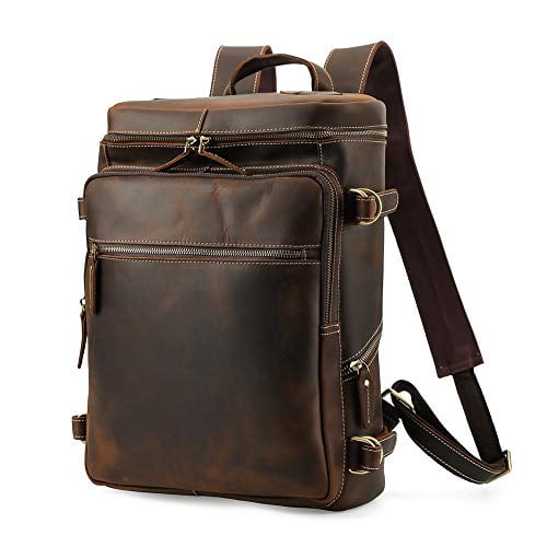 Real genuine leather Men's Backpack Bag laptop Satchel briefcase School Vintage 
