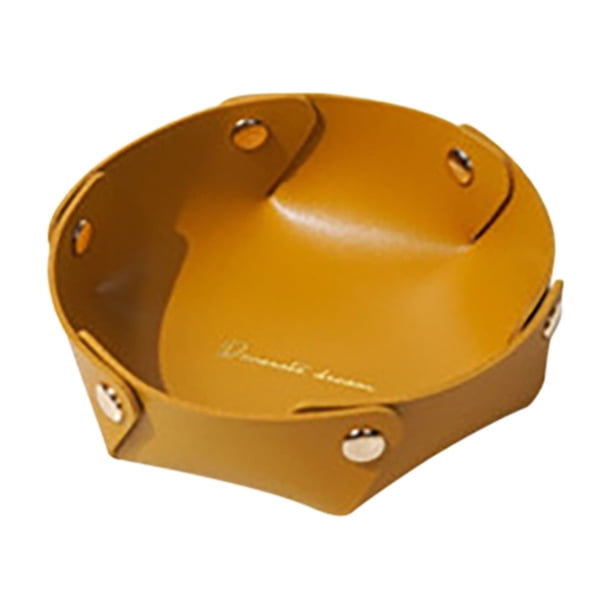 Bandeja de almacenamiento de escritorio de cuero pequeña | Organizador multiusos para llaves, carteras, monedas, joyas, reloj, teléfono | Diseño plegable portátil | Opción de regalo | Múltiples