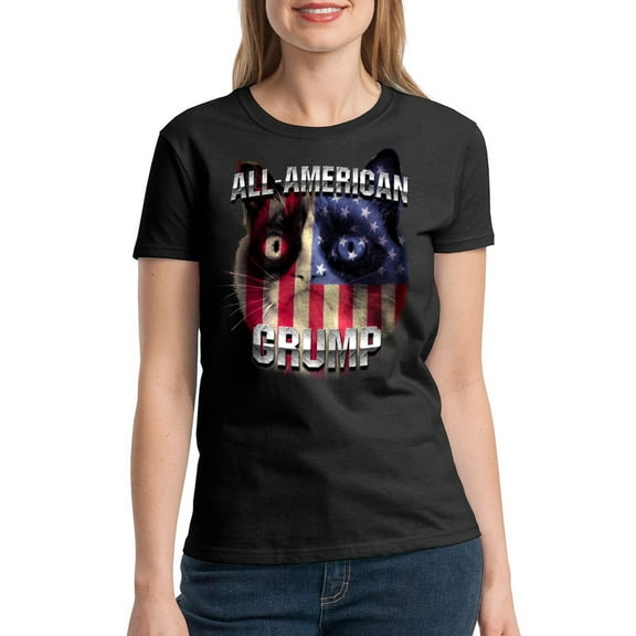 Grumpy Cat All American Grump Women Black T-Shirt NEW Size XL, Female x-Large