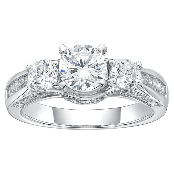 Jay Heart Designs 925 Sterling Silver Round Simulated White Diamonds with Channel Set Stone Ring