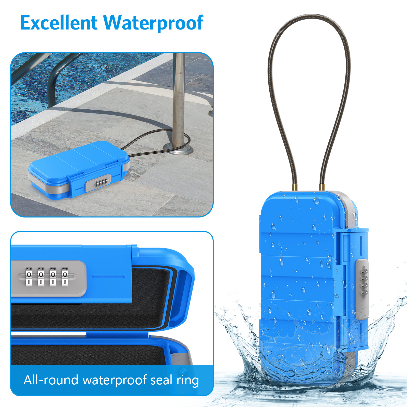 AMIR Portable Combination Safe Box Blue photo 5