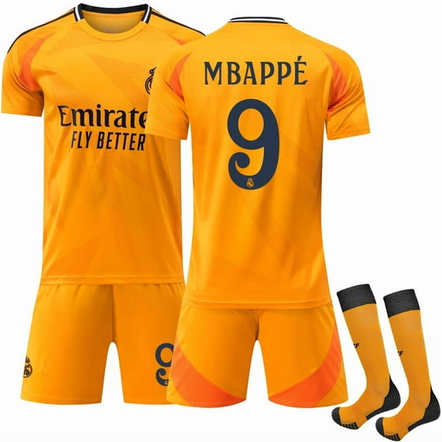 2425 Real Madrid Away Soccer Uniform #9 Mbappe Children'S Adult Copy Player Name Sports Jersey -XS