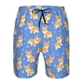 thumbnail image 3 of Disketp Men's Swim Trunks Hawaiian Breathable Surf Beach Swimsuits Mesh Lining Beach Shorts with Pockets-Kawaii Corgi, 3 of 7