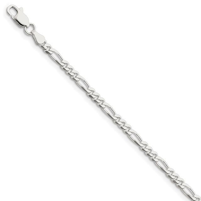 925 Sterling Silver 3.5mm Figaro Chain Bracelet