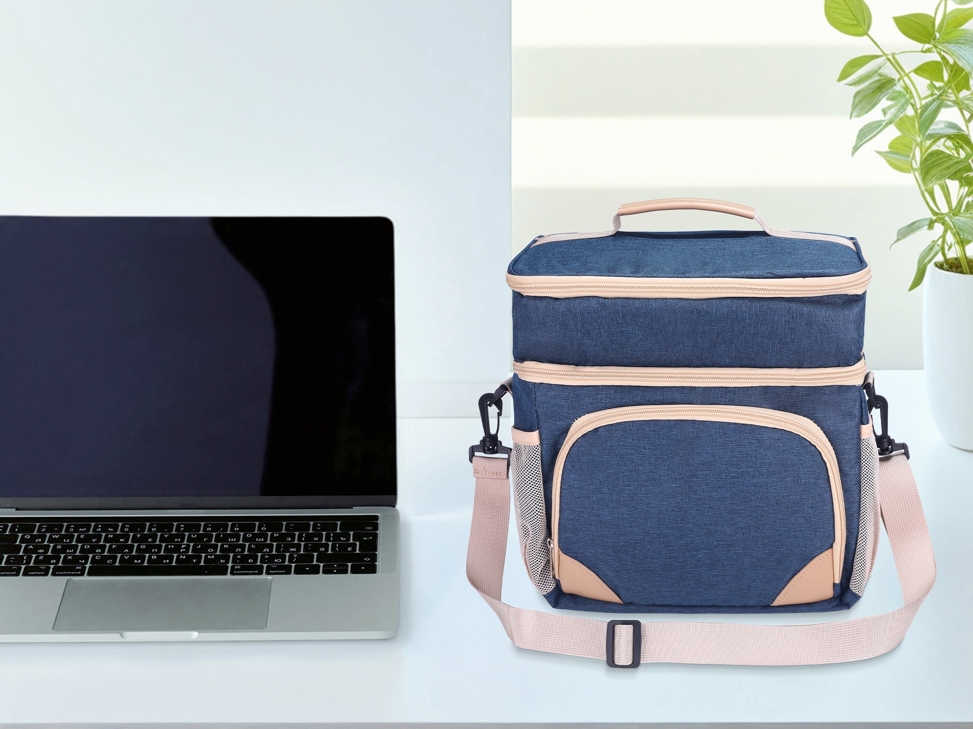 Unique Bargains Reusable Lunch Bag Insulated Lunch Bag Leakproof Lunch Box Navy Blue