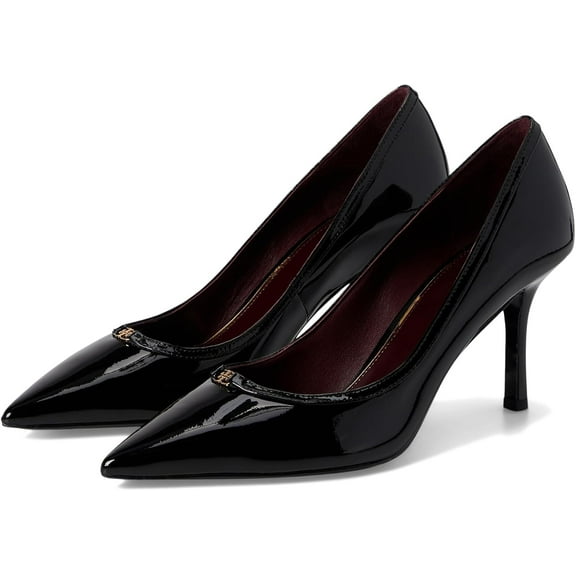 Tory Burch Women's DOUBLE T BUCKLE PUMP 80MM, Perfect Black Heels Shoes