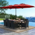 thumbnail image 2 of Costway 11 PCS Patio Wicker Dining Set with Double-Sided Outdoor Umbrella 8 Stackable Chairs, 2 of 9