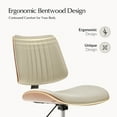 thumbnail image 6 of Adjustable Modern Swivel Leather Desk Task Chair Criss Cross for Makeup Vanity Ivory, 6 of 9