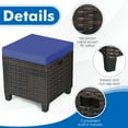 thumbnail image 6 of Costway 2PCS Patio Rattan Ottoman Cushioned Seat Foot Rest Coffee Table Furniture Garden Navy, 6 of 11