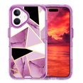 thumbnail image 5 of Allytechgroup for iPhone 16 Case, 3 Layers Protection Slim Lightweight Shockproof Soft TPU & Hard Back Protective Bumper Cover Marble Shell, O, 5 of 7