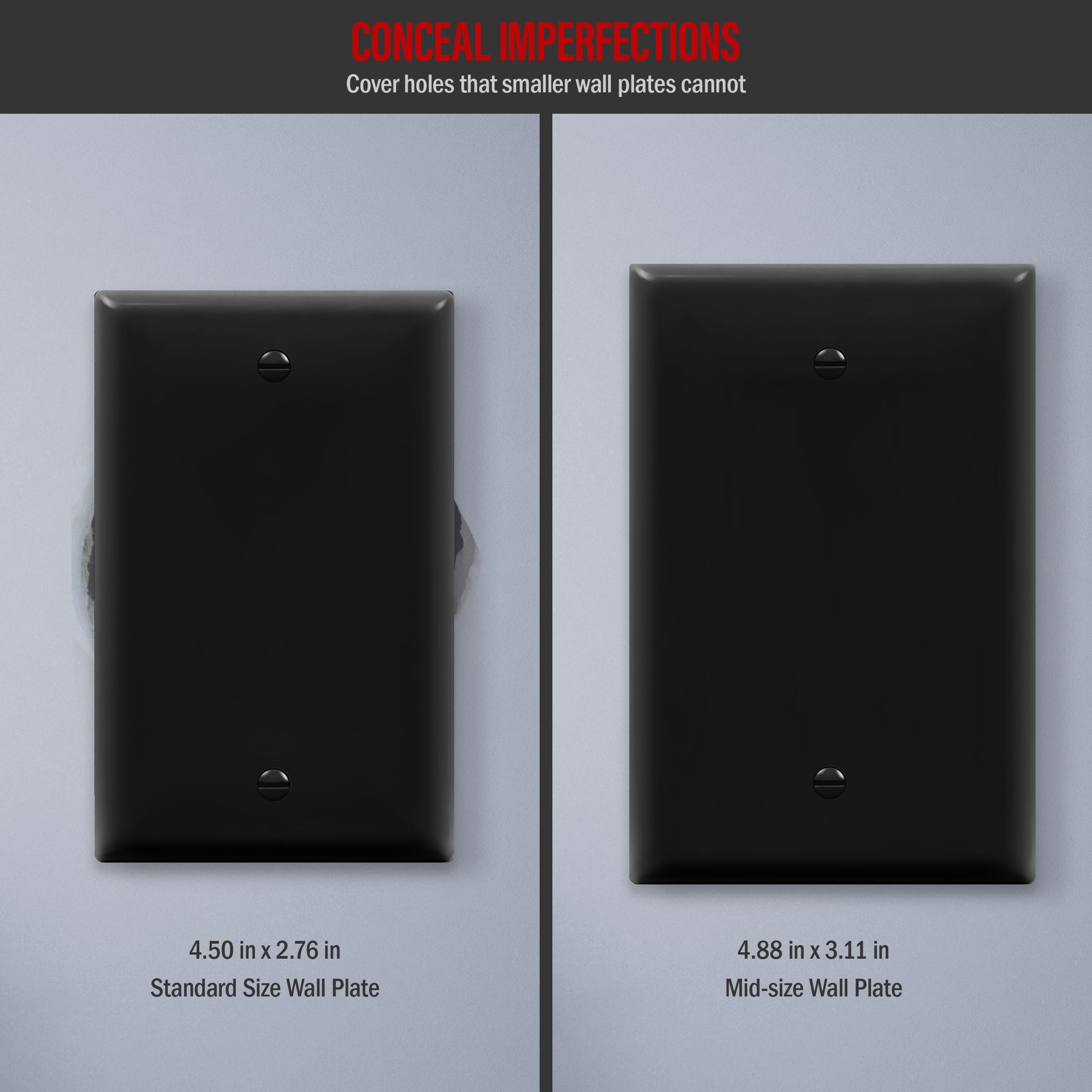 Enerlites 8801-BK Blank Wall Plate – Standard 1-Gang, Unbreakable Polycarbonate, Black, Heat & Fade Resistant