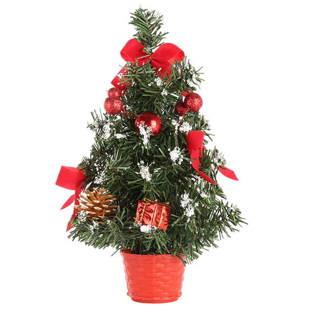 Mini árbol de Navidad de mesa Hogar Navidad Decoración de escritorio pequeña Adorno de fiesta Regalo Tomshoo Rojo/30cm