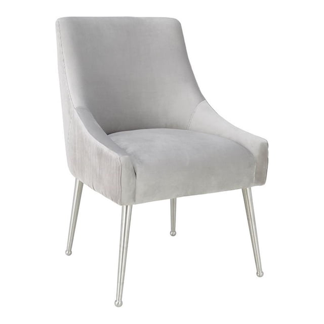 TOV Furniture Beatrix 19" Transitional Velvet Side Chair in Light Gray/Silver