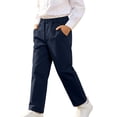 thumbnail image 6 of Boys Dress Pants with Pockets Elastic Waist Casual Straight Leg Regular Fit Kids Chino Pants School Uniforms Navy 6, 6 of 9
