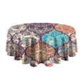thumbnail image 5 of Round Waterproof Tablecloth 60×60 Inch, Boho Style Reusable Indoor/Outdoor Durable Table Cover for Party Kitchen Dinner Room Decor, 5 of 6