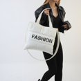 thumbnail image 3 of Bolso de viaje diario para mujer y niña, con cierre de cerrojo, con patrón de letras, bolso de hombro para uso diario, 3 of 8