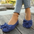 thumbnail image 4 of Womens Navy Blue Ballet Flats - Velvet-Like Slip On Comfortable Flat Shoes with Bow, Round Toe Flats for Women, Casual Everyday & Work Wear,Size 40, 4 of 9