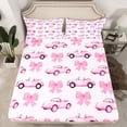 thumbnail image 2 of Feelyou Girl Ribbon Bowknot Full Size Sheets, Fashion Cartoon Race Car Bed Sheets, 4pcs, 2 of 7