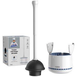 MR.SIGA Toilet Plunger with Holder, Heavy Duty White