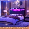 thumbnail image 5 of Aheaplus Headboard for Queen Size Bed with Storage, Headboards with LED Light, Power Outlets, USB Ports Twin Size Head Board, Wood headboard Only Sturdy and Stable Headboards, Modern, Black, 5 of 7