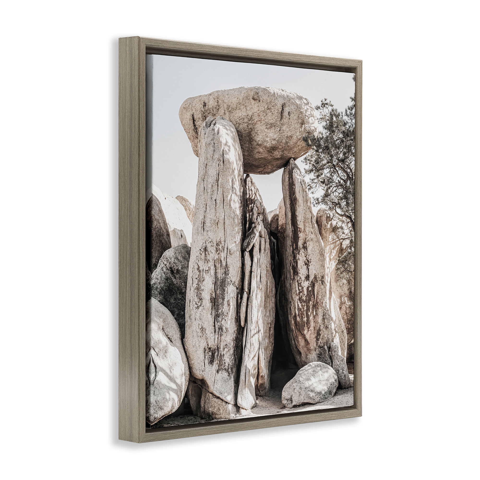 Stupell Industries Balanced Rock Formation Landscape Photography Brown Floater Framed Canvas Art Print Wall Art, 25 x 31