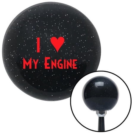 American Shifter Red I Love My Engine Black Metal Flake Shift Knob with M16 x 1.5 Insert Shifter Auto Brody