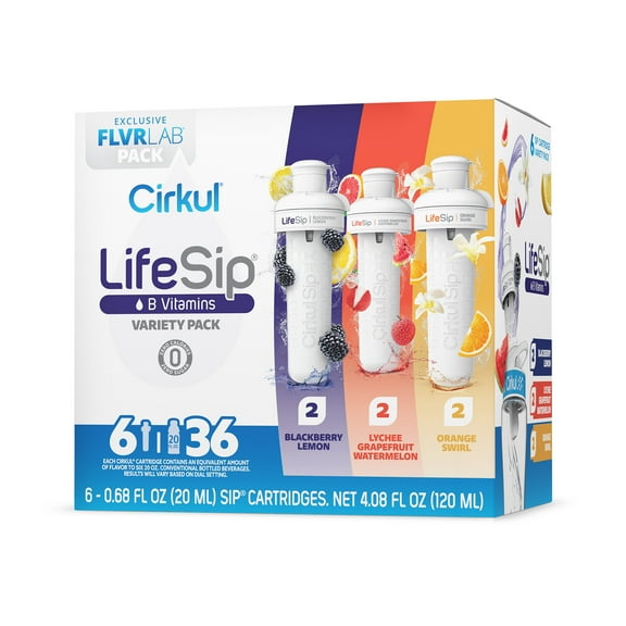 Cirkul LifeSip Flavor Cartridge Variety Pack, 6-Pack (2 Blackberry Lemon, 2 Lychee Grapefruit Watermelon, 2 Orange Swirl)