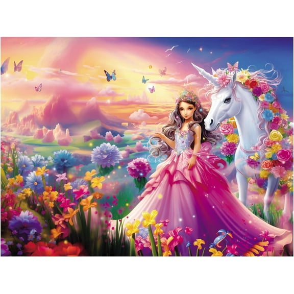Fishwisdom 100 Piece Jigsaw Puzzle for Kids Age 4-8 Teens Gift Family Time (Princess & Unicorn)