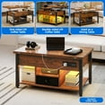 thumbnail image 3 of Dextrus 4-in-1 Lift Top Coffee Table with RGB Light, Storage, Power Outlets, Dual Tops, Brown, 3 of 10