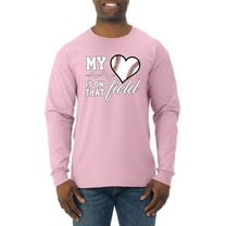 Wild Bobby, My Heart Is On That Baseball Field, Sports, Men Long Sleeve Shirt, Light Pink, XX-Large